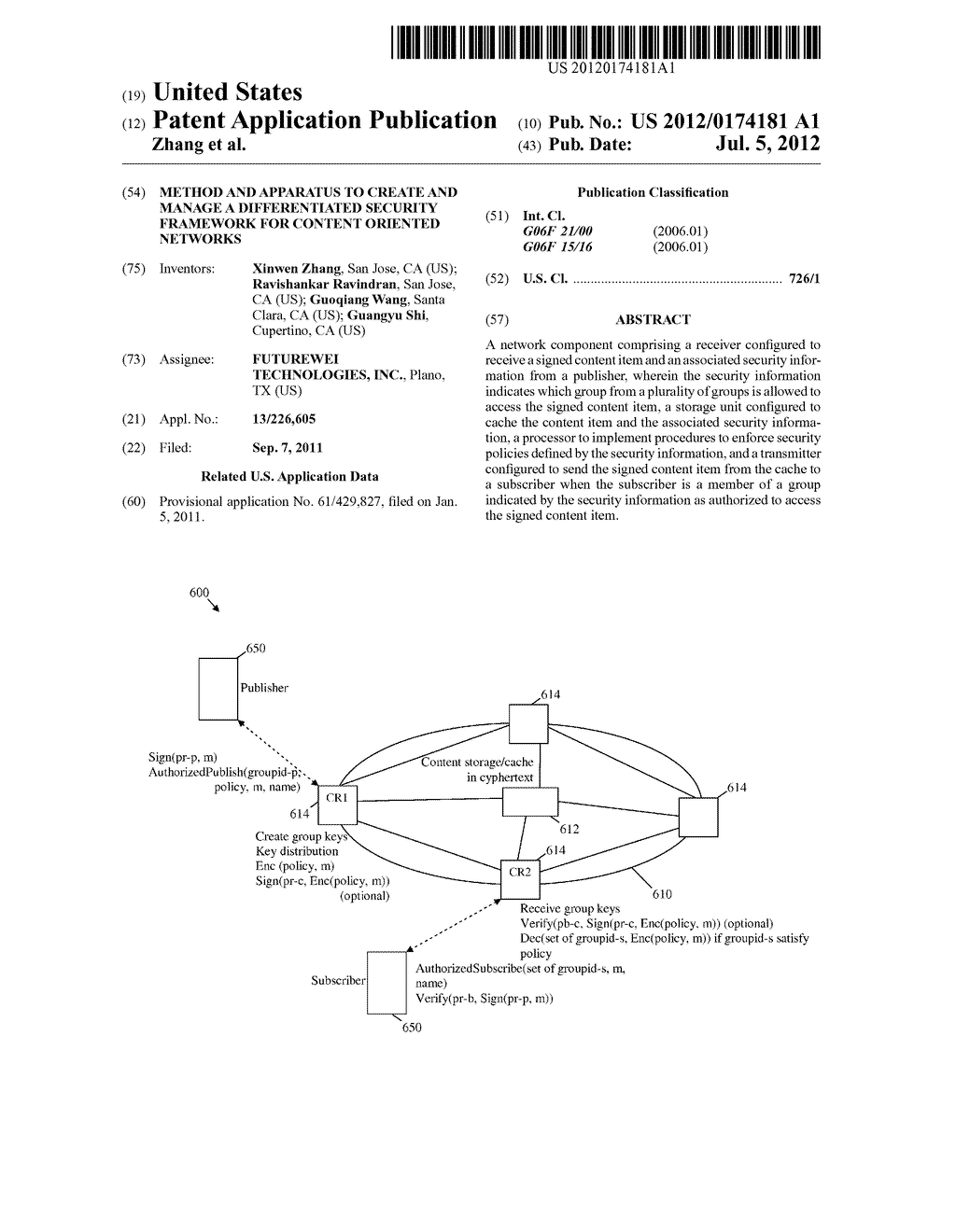 Method and Apparatus to Create and Manage a Differentiated Security     Framework for Content Oriented Networks - diagram, schematic, and image 01
