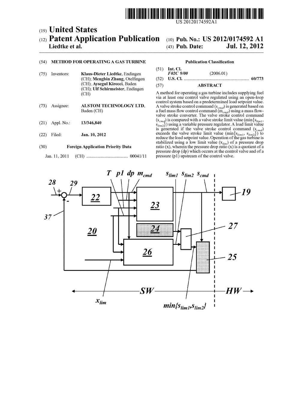 METHOD FOR OPERATING A GAS TURBINE - diagram, schematic, and image 01