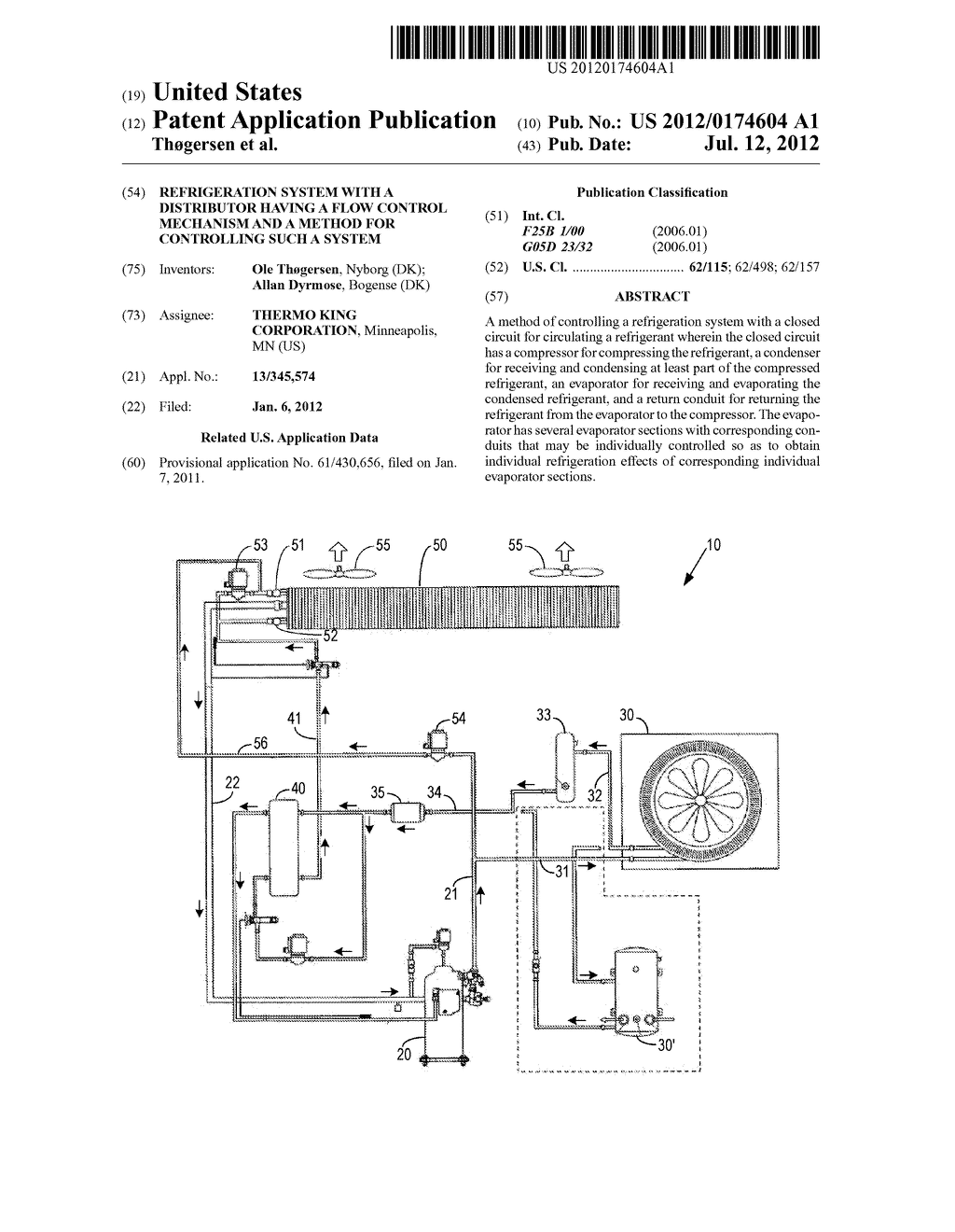 REFRIGERATION SYSTEM WITH A DISTRIBUTOR HAVING A FLOW CONTROL MECHANISM     AND A METHOD FOR CONTROLLING SUCH A SYSTEM - diagram, schematic, and image 01