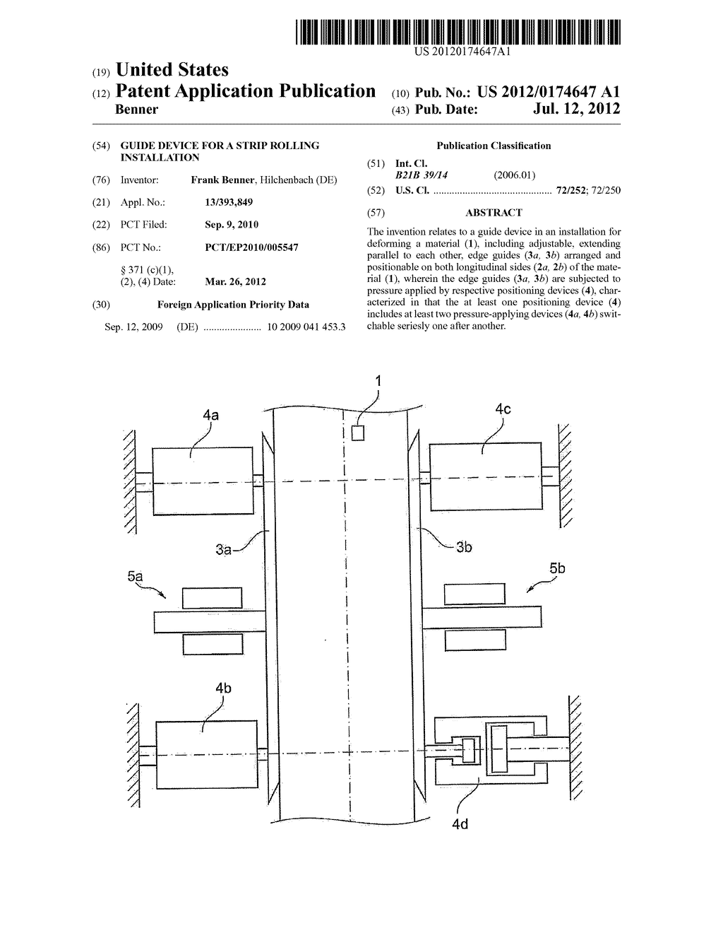 GUIDE DEVICE FOR A STRIP ROLLING INSTALLATION - diagram, schematic, and image 01