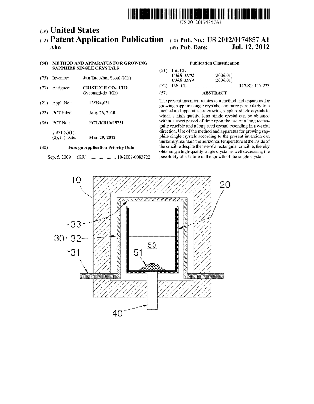 METHOD AND APPARATUS FOR GROWING SAPPHIRE SINGLE CRYSTALS - diagram, schematic, and image 01