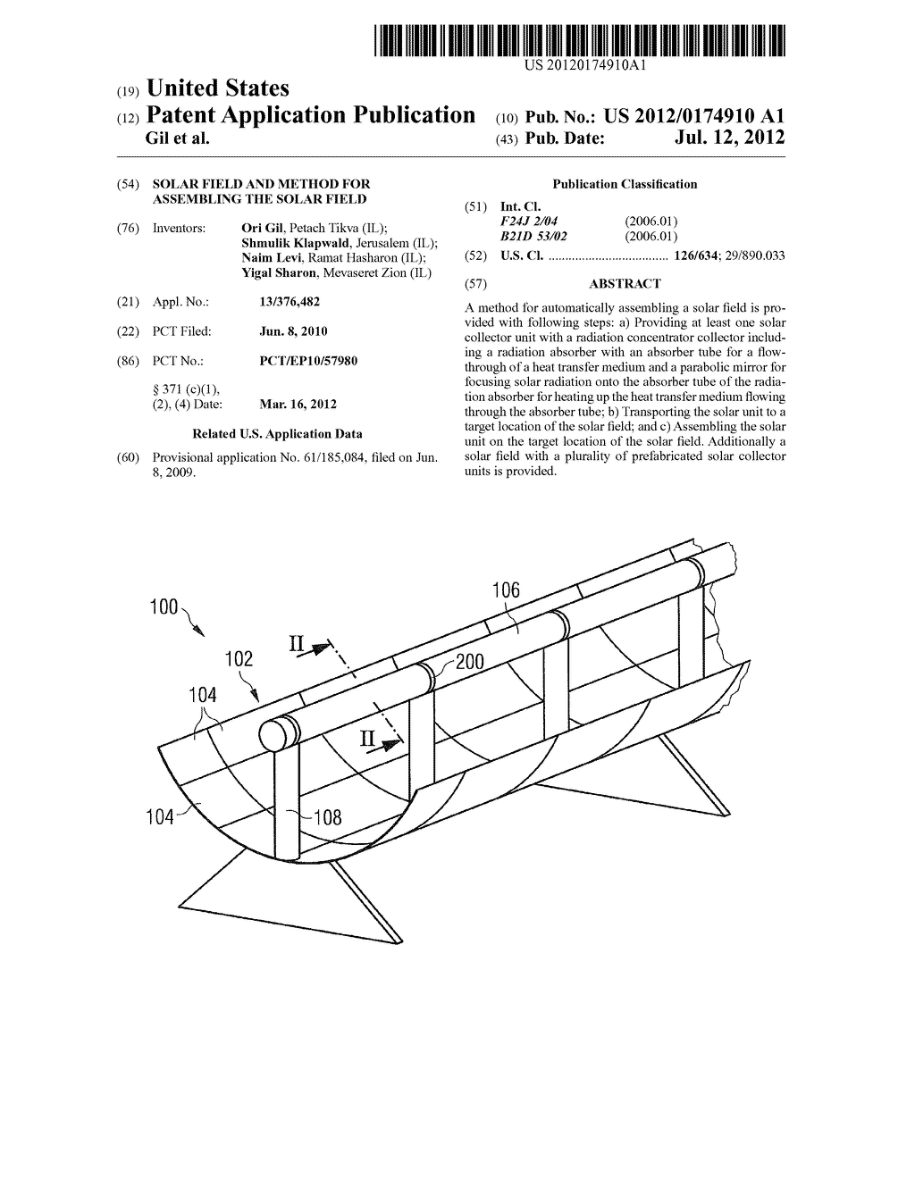 SOLAR FIELD AND METHOD FOR ASSEMBLING THE SOLAR FIELD - diagram, schematic, and image 01