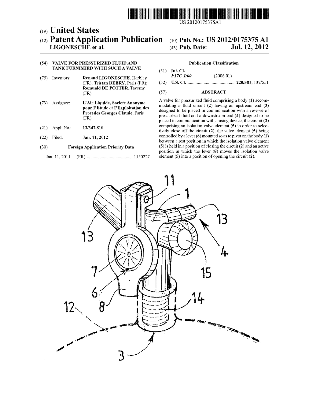 VALVE FOR PRESSURIZED FLUID AND TANK FURNISHED WITH SUCH A VALVE - diagram, schematic, and image 01