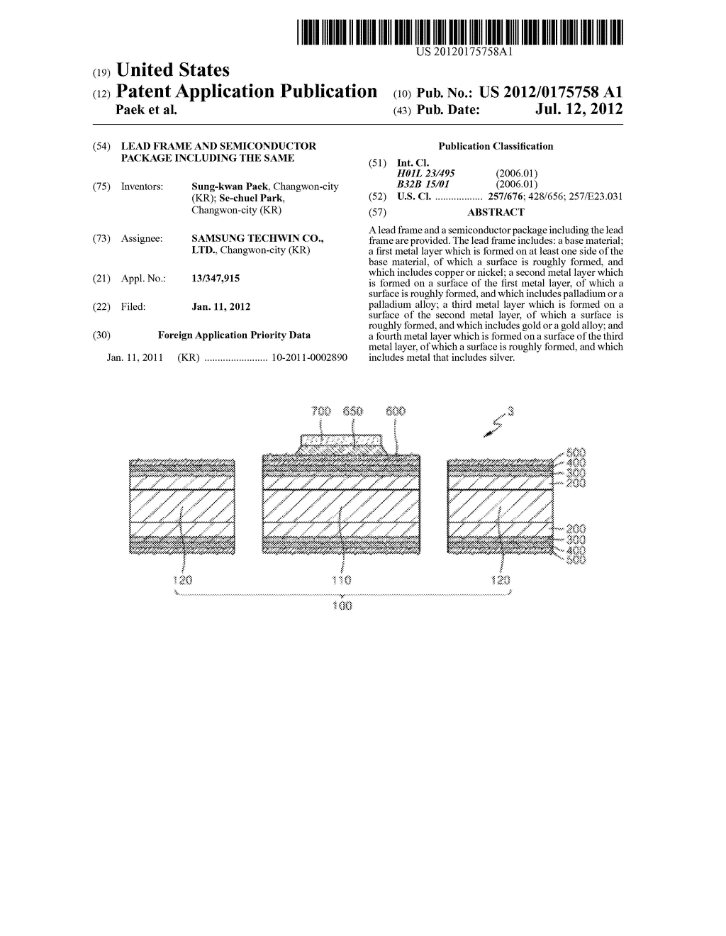 LEAD FRAME AND SEMICONDUCTOR PACKAGE INCLUDING THE SAME - diagram, schematic, and image 01