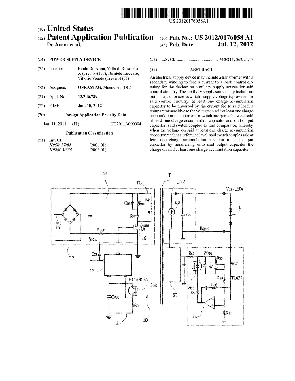 POWER SUPPLY DEVICE - diagram, schematic, and image 01