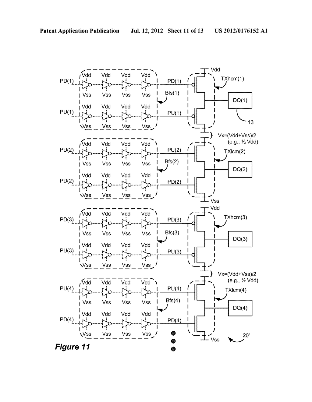 Circuitry and Method Minimizing Output Switching Noise Through Split-Level     Signaling and Bus Division Enabled by a Third Power Supply - diagram, schematic, and image 12