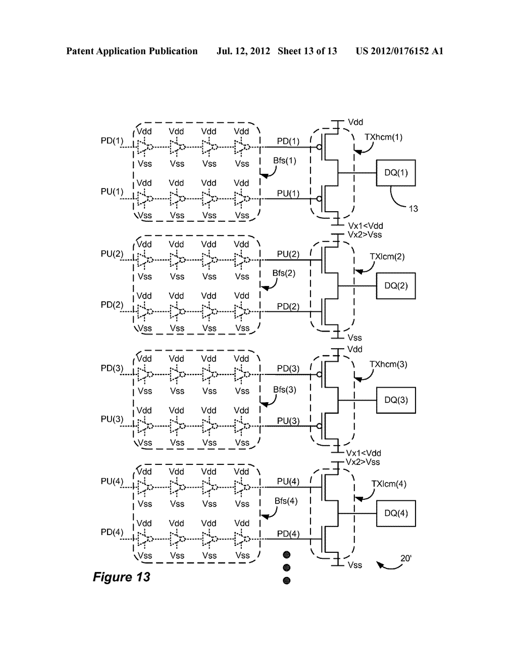 Circuitry and Method Minimizing Output Switching Noise Through Split-Level     Signaling and Bus Division Enabled by a Third Power Supply - diagram, schematic, and image 14