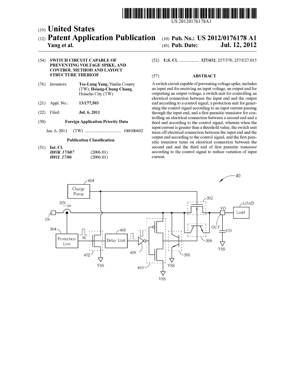 SWITCH CIRCUIT CAPABLE OF PREVENTING VOLTAGE SPIKE, AND CONTROL METHOD AND     LAYOUT STRUCTURE THEREOF - diagram, schematic, and image 01