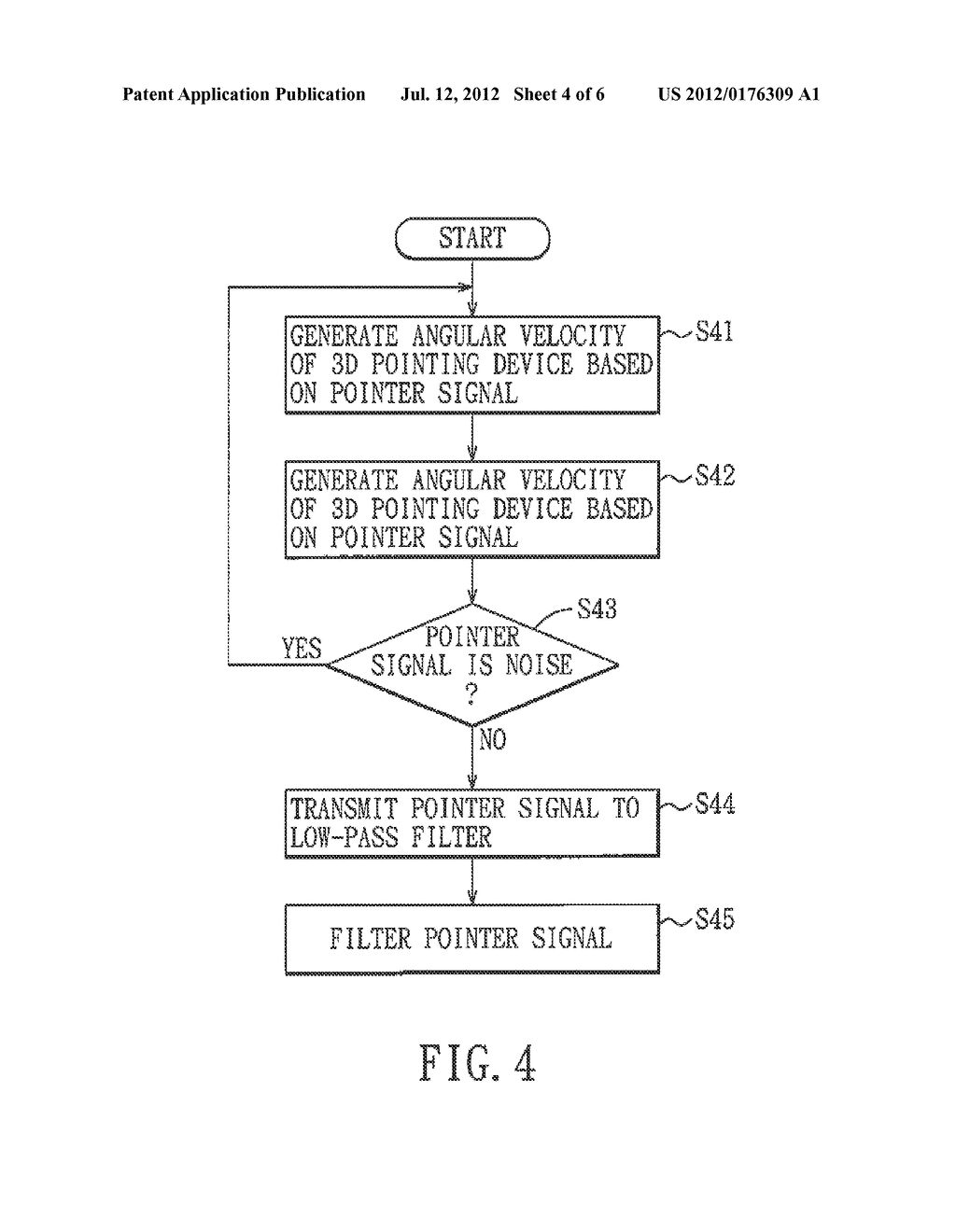 METHOD AND MODULE FOR MODIFYING AN ANGULAR POINTER SIGNAL GENERATED USING     THREE DIMENSIONAL POINTING, AND THREE DIMENSIONAL POINTING DEVICE - diagram, schematic, and image 05
