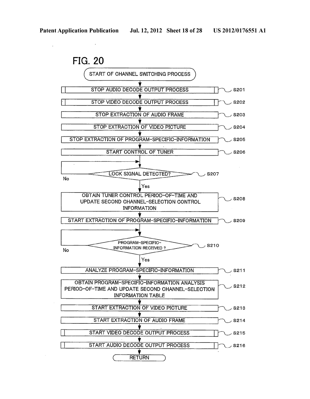 DIGITAL BROADCAST RECEIVING APPARATUS AND CHANNEL SWITCHING METHOD - diagram, schematic, and image 19