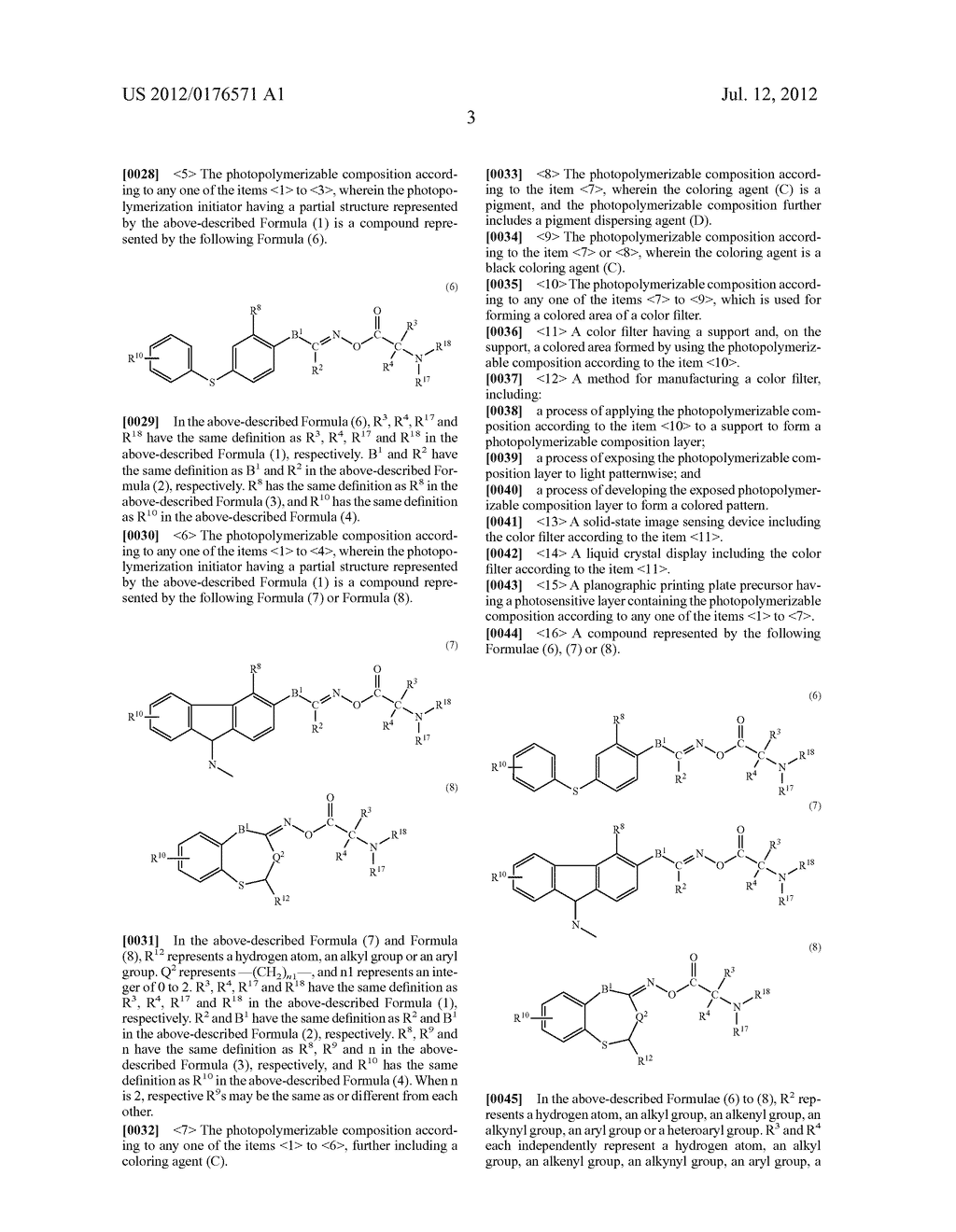 POLYMERIZABLE COMPOSITION, COLOR FILTER, AND METHOD OF PRODUCING THE SAME,     SOLID-STATE IMAGING DEVICE, AND PLANOGRAPHIC PRINTING PLATE PRECURSOR,     AND NOVEL COMPOUND - diagram, schematic, and image 04