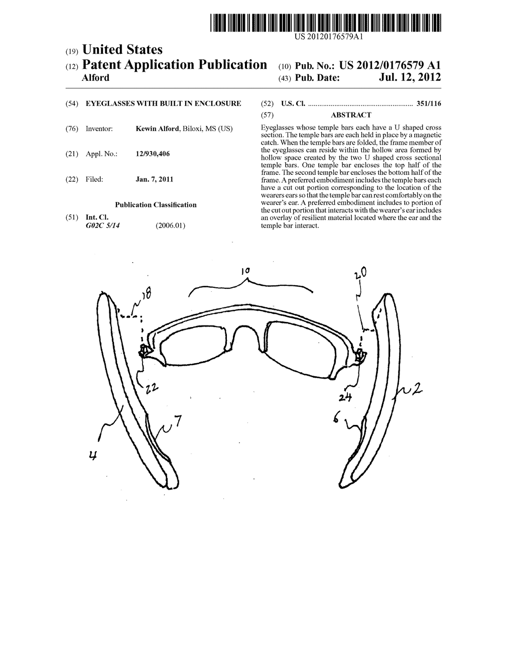 Eyeglasses with built in enclosure - diagram, schematic, and image 01