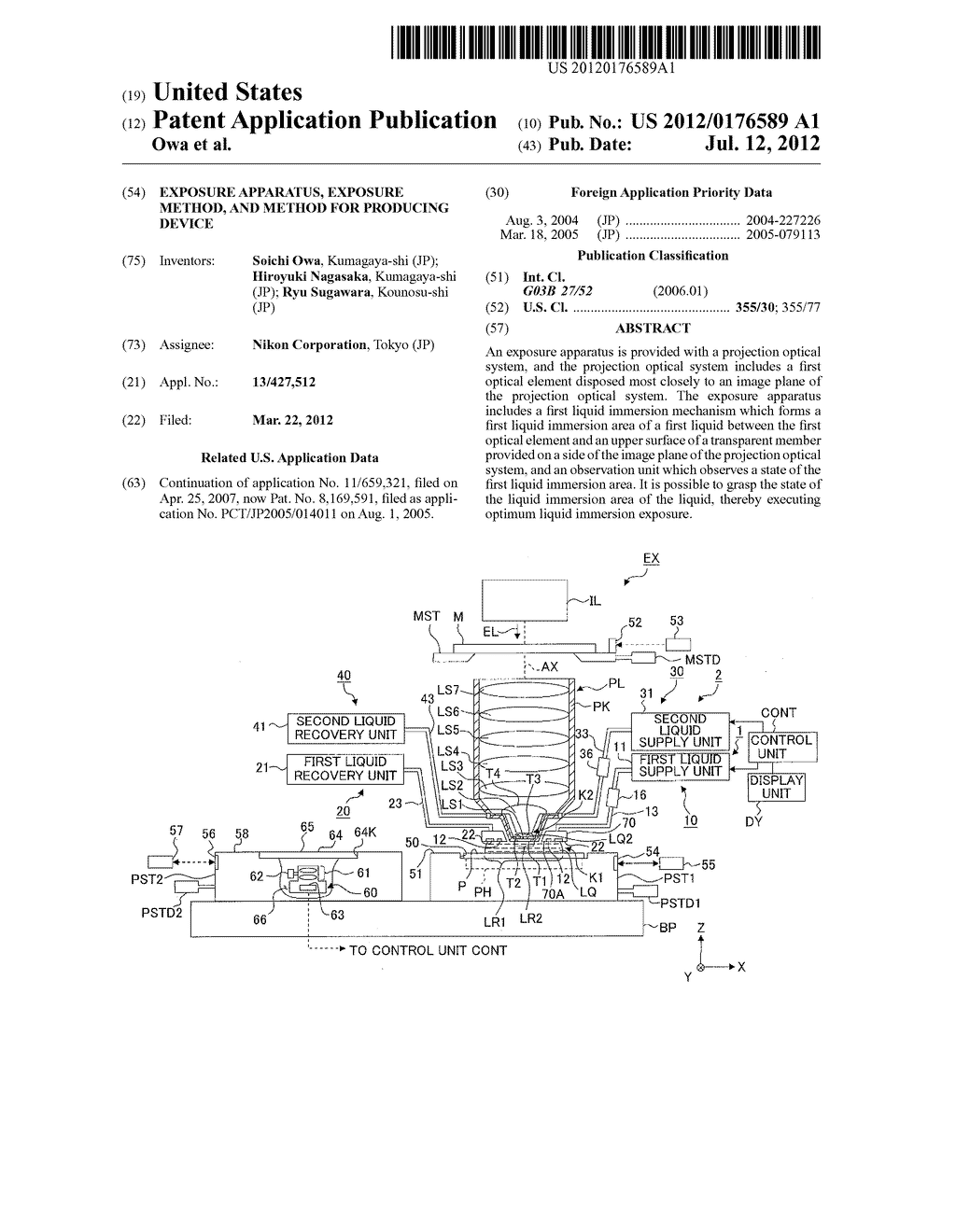 EXPOSURE APPARATUS, EXPOSURE METHOD, AND METHOD FOR PRODUCING DEVICE - diagram, schematic, and image 01