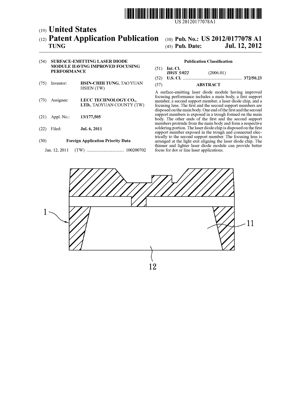 SURFACE-EMITTING LASER DIODE MODULE HAVING IMPROVED FOCUSING PERFORMANCE - diagram, schematic, and image 01