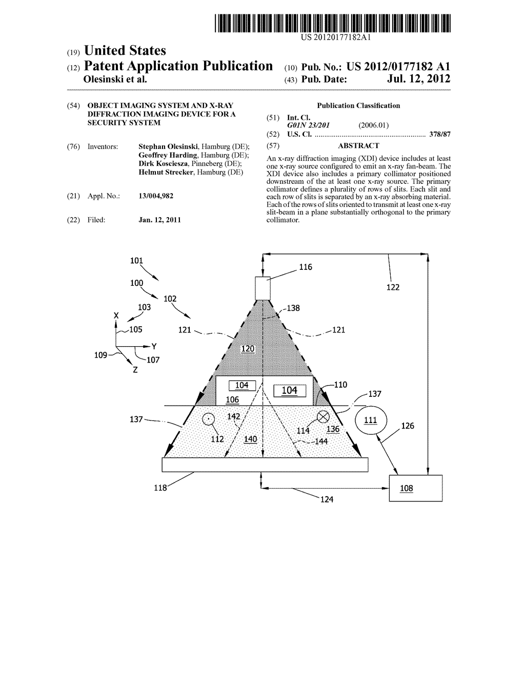 OBJECT IMAGING SYSTEM AND X-RAY DIFFRACTION IMAGING DEVICE FOR A SECURITY     SYSTEM - diagram, schematic, and image 01