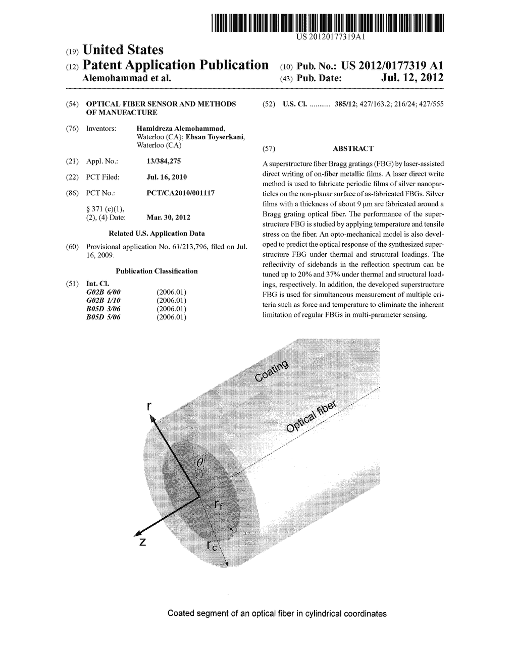 OPTICAL FIBER SENSOR AND METHODS OF MANUFACTURE - diagram, schematic, and image 01