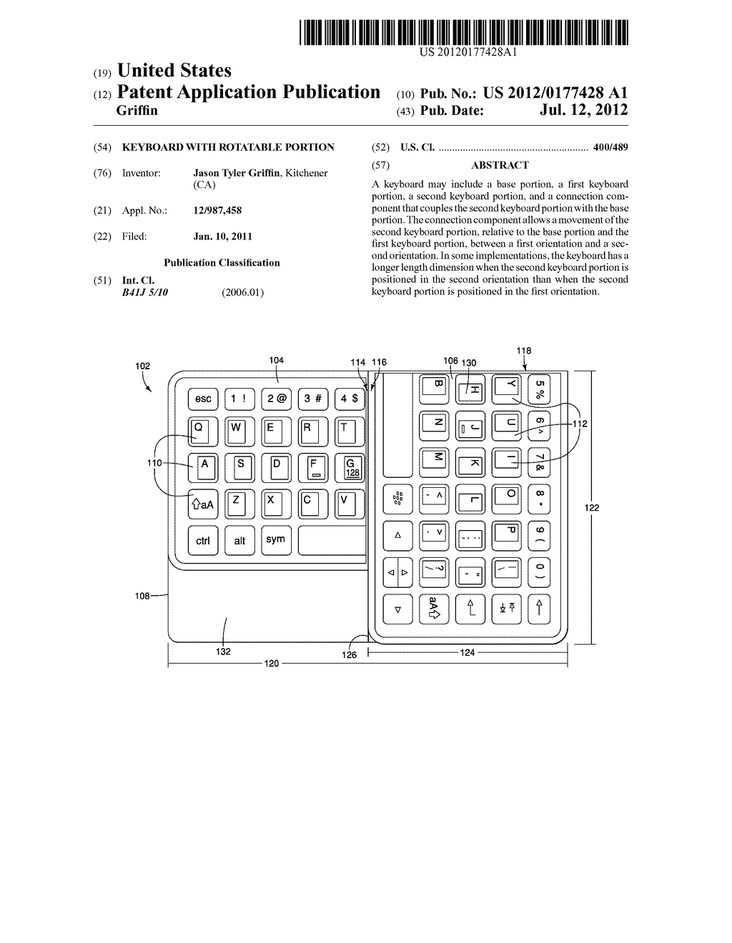 Keyboard with Rotatable Portion - diagram, schematic, and image 01