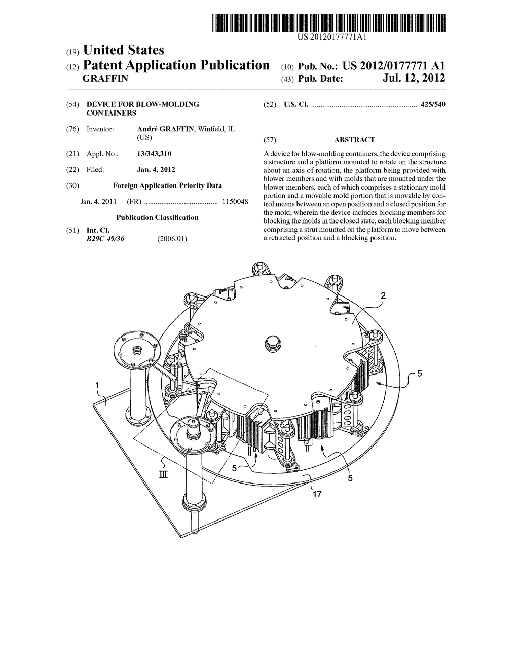 Device for blow-molding containers - diagram, schematic, and image 01