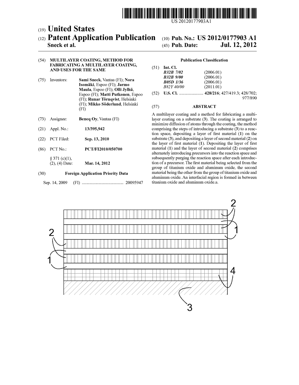 MULTILAYER COATING, METHOD FOR FABRICATING A MULTILAYER COATING, AND USES     FOR THE SAME - diagram, schematic, and image 01