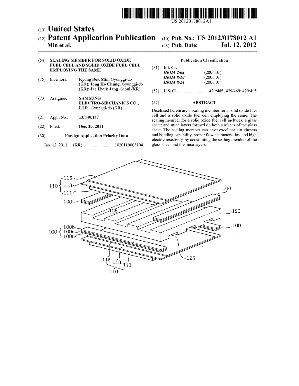 SEALING MEMBER FOR SOLID OXIDE FUEL CELL AND SOLID OXIDE FUEL CELL     EMPLOYING THE SAME - diagram, schematic, and image 01