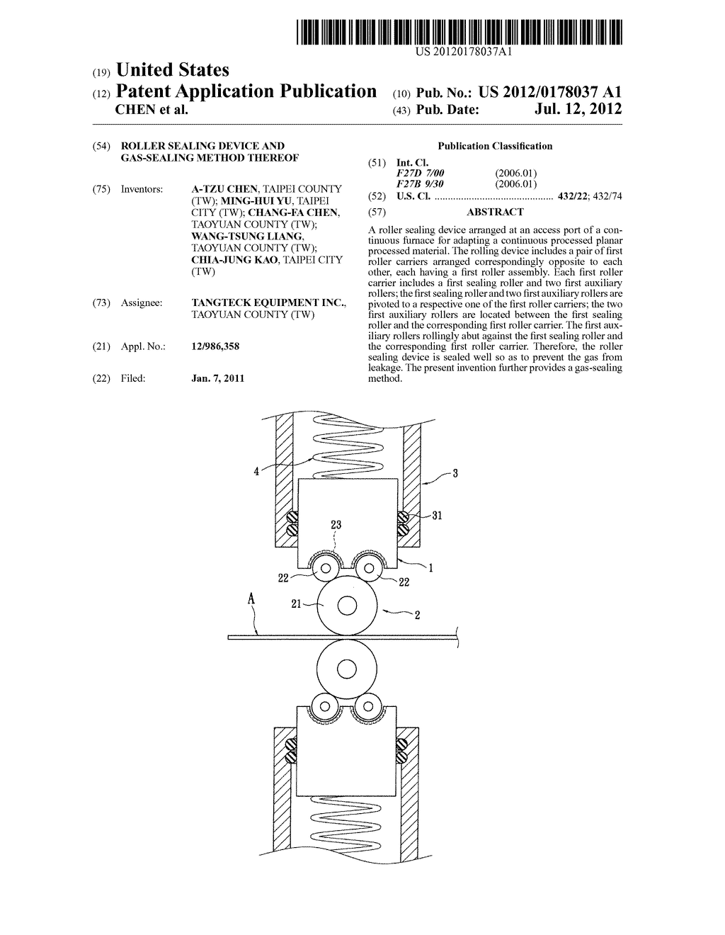 ROLLER SEALING DEVICE AND GAS-SEALING METHOD THEREOF - diagram, schematic, and image 01