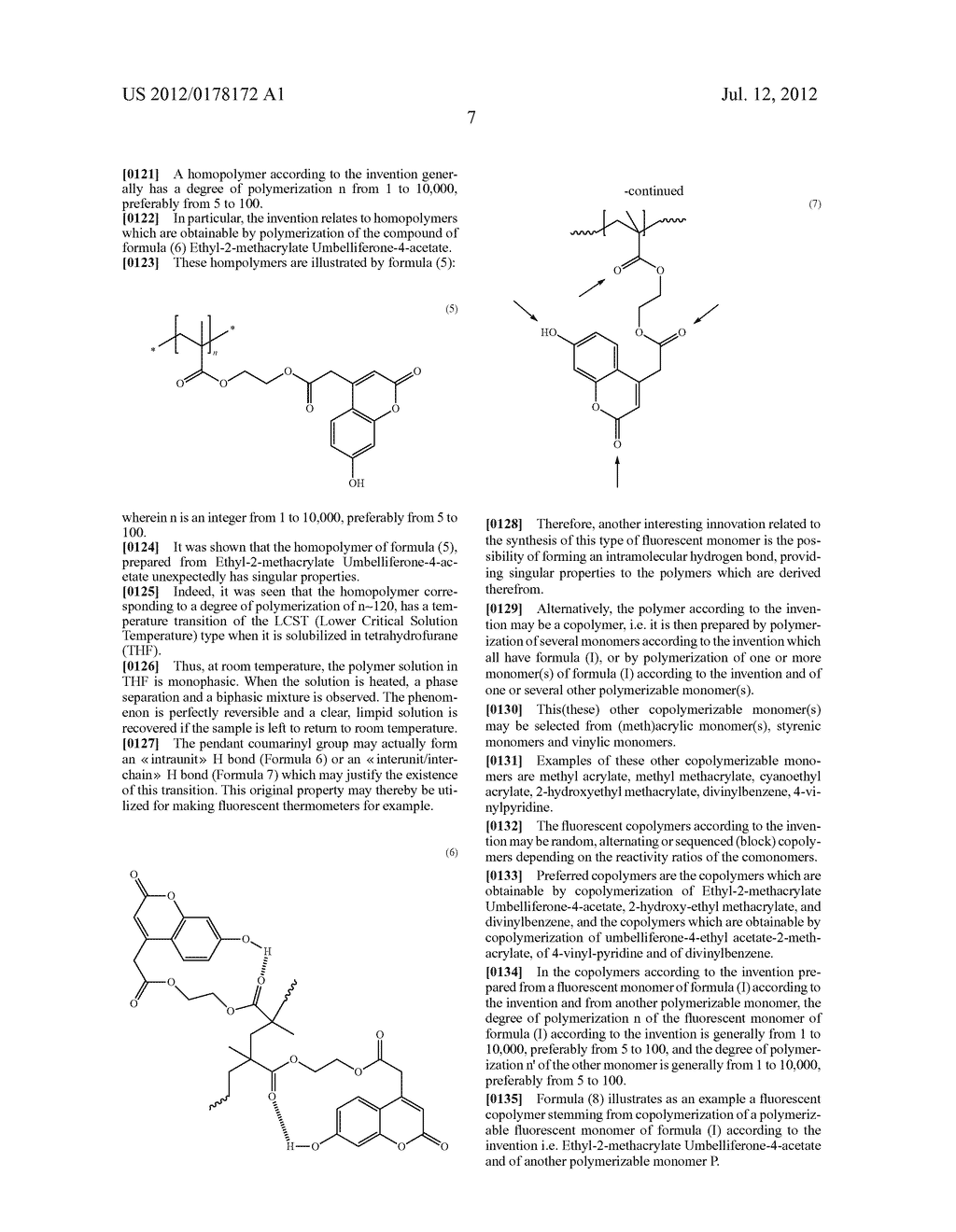 FLUORESCENT POLYMERS OF 7-HYDROXYCOUMARIN COMPOUNDS, CHEMICAL SENSORS     COMPRISING THEM, AND POLYMERIZABLE FLUORESCENT COMPOUND OF     7-HYDROXYCOUMARIN - diagram, schematic, and image 10