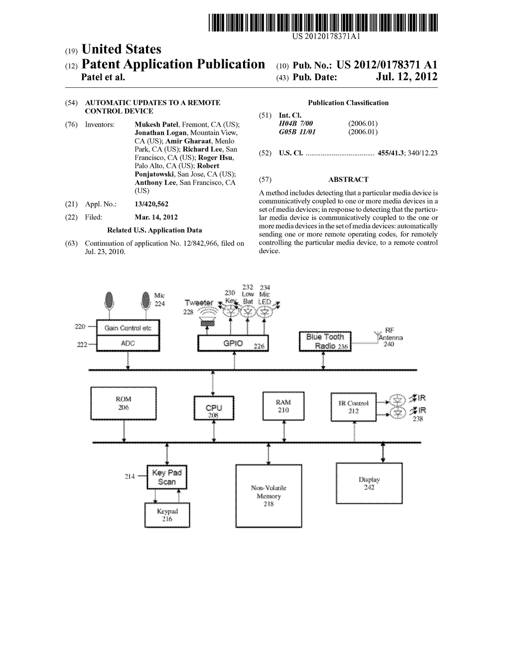 AUTOMATIC UPDATES TO A REMOTE CONTROL DEVICE - diagram, schematic, and image 01