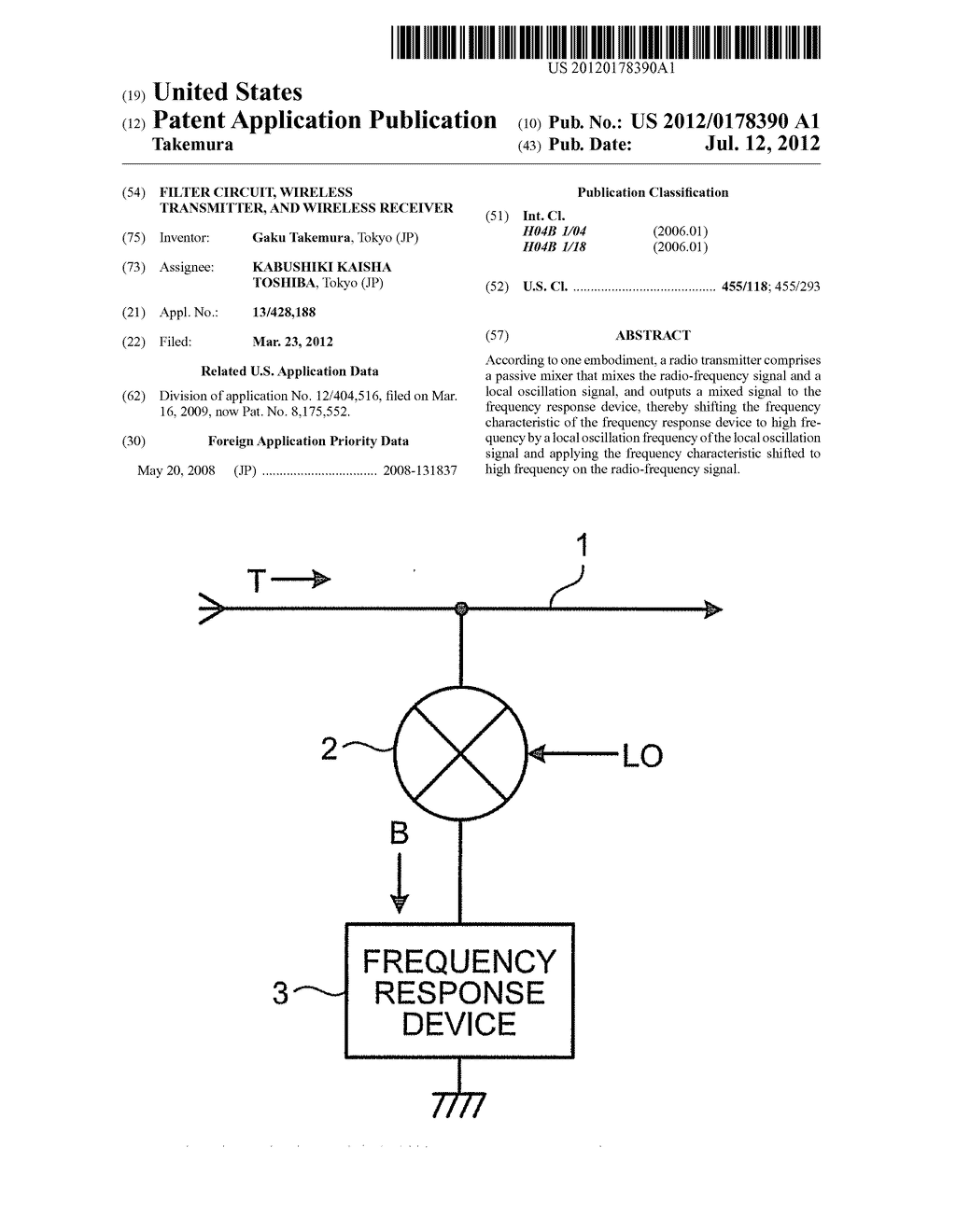 FILTER CIRCUIT, WIRELESS TRANSMITTER, AND WIRELESS RECEIVER - diagram, schematic, and image 01