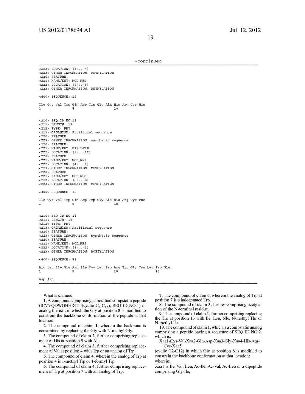 Modified Compstatin With Peptide Backbone And C-Terminal Modifications - diagram, schematic, and image 20