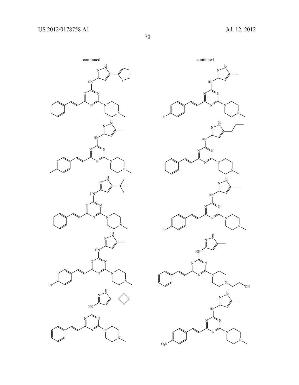 STYRYL-TRIAZINE DERIVATIVES AND THEIR THERAPEUTICAL APPLICATIONS - diagram, schematic, and image 71