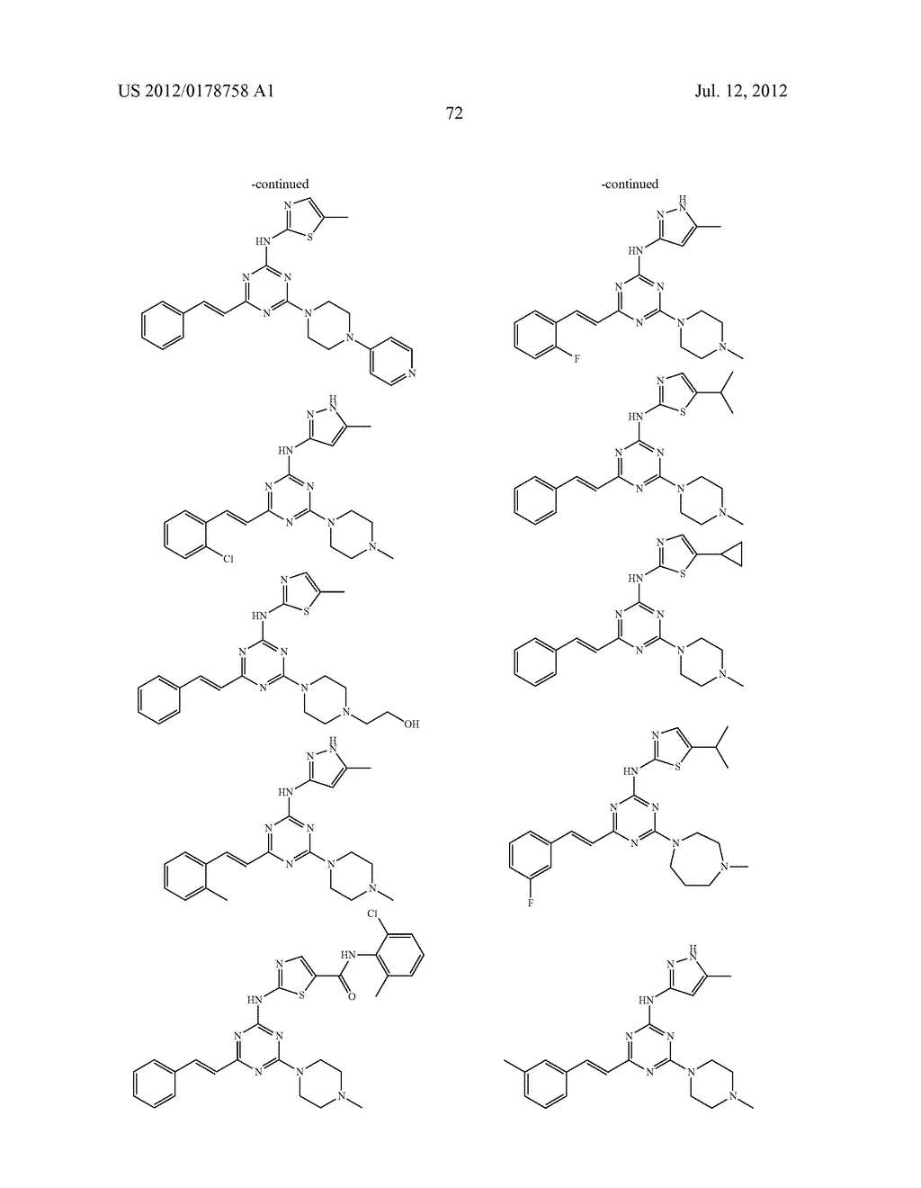 STYRYL-TRIAZINE DERIVATIVES AND THEIR THERAPEUTICAL APPLICATIONS - diagram, schematic, and image 73