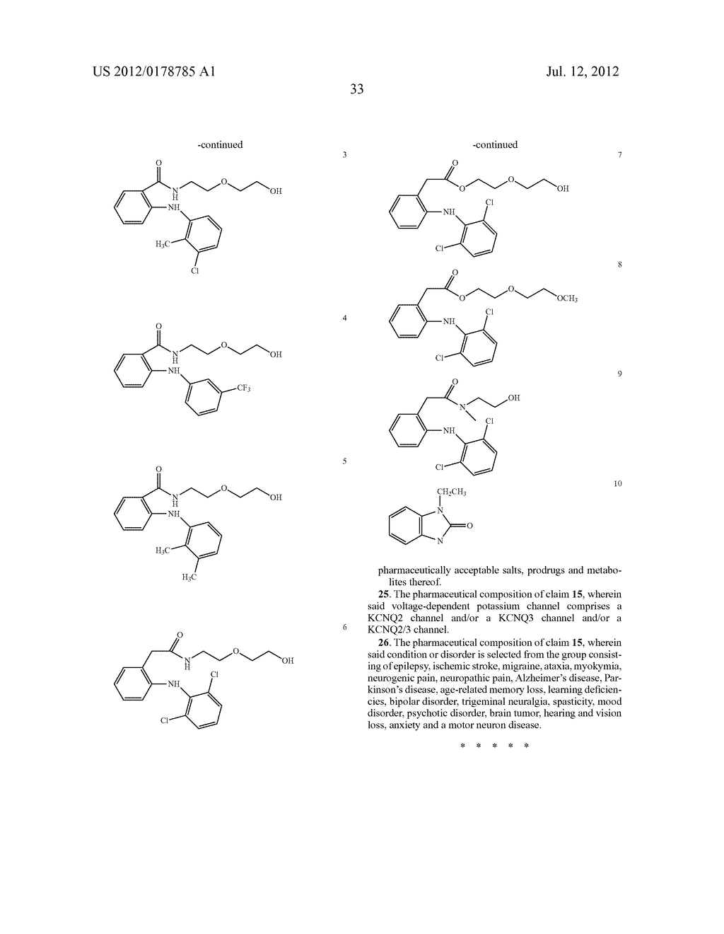 DERIVATIVES OF N-PHENYLANTHRANILIC ACID AND 2-BENZIMIDAZOLONE AS POTASSIUM     CHANNEL AND/OR NEURON ACTIVITY MODULATORS - diagram, schematic, and image 65