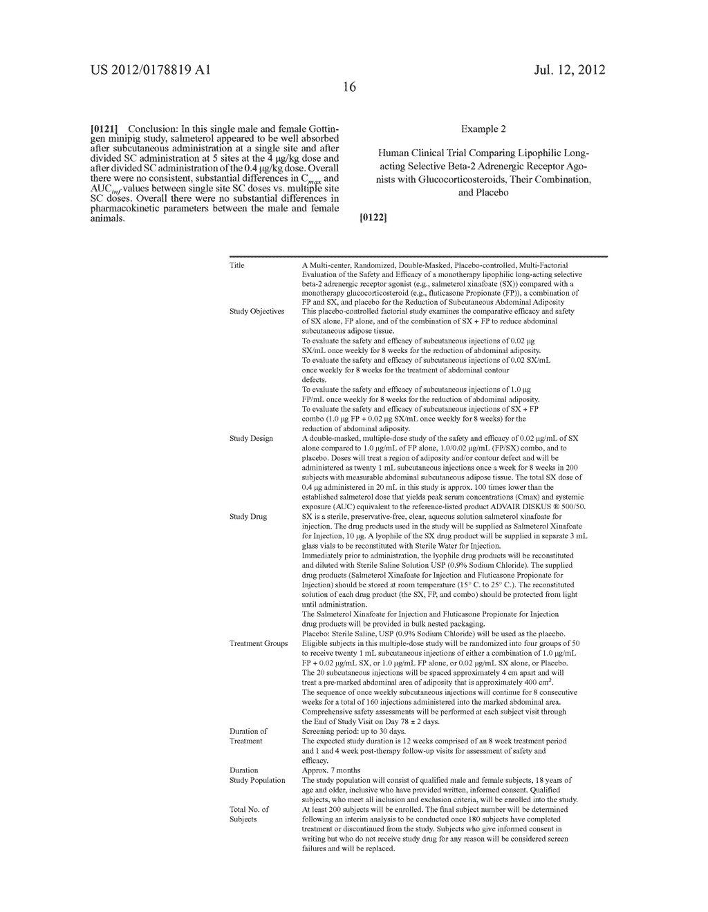 Selective, Lipophilic, and Long-Acting Beta Agonist Monotherapeutic     Formulations and Methods for the Cosmetic Treatment of Adiposity and     Contour Bulging - diagram, schematic, and image 19