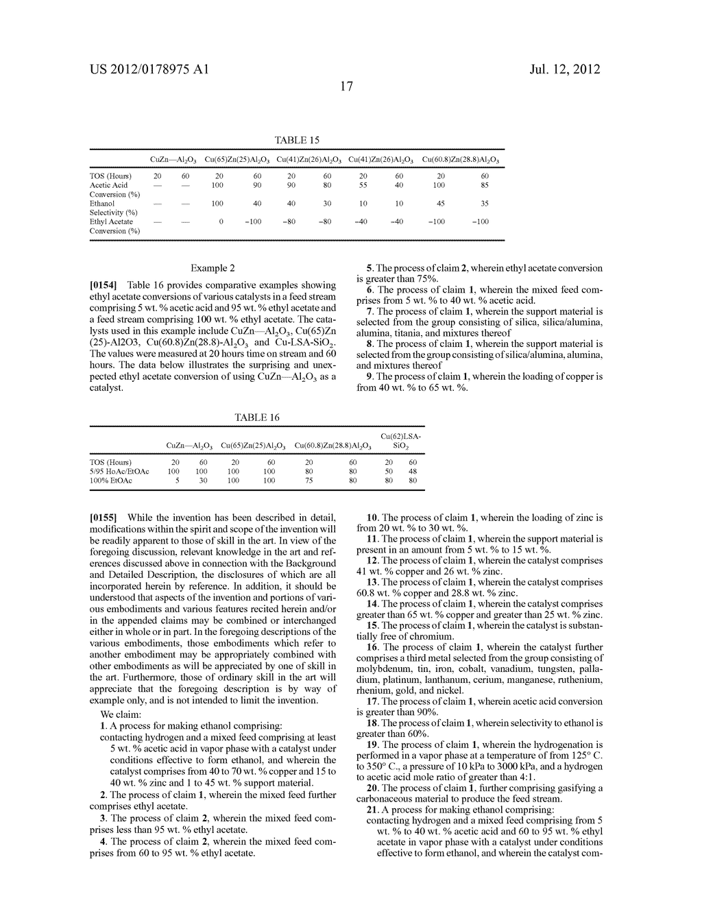 Process for Production of Ethanol Using a Mixed Feed Using Copper     Containing Catalyst - diagram, schematic, and image 23