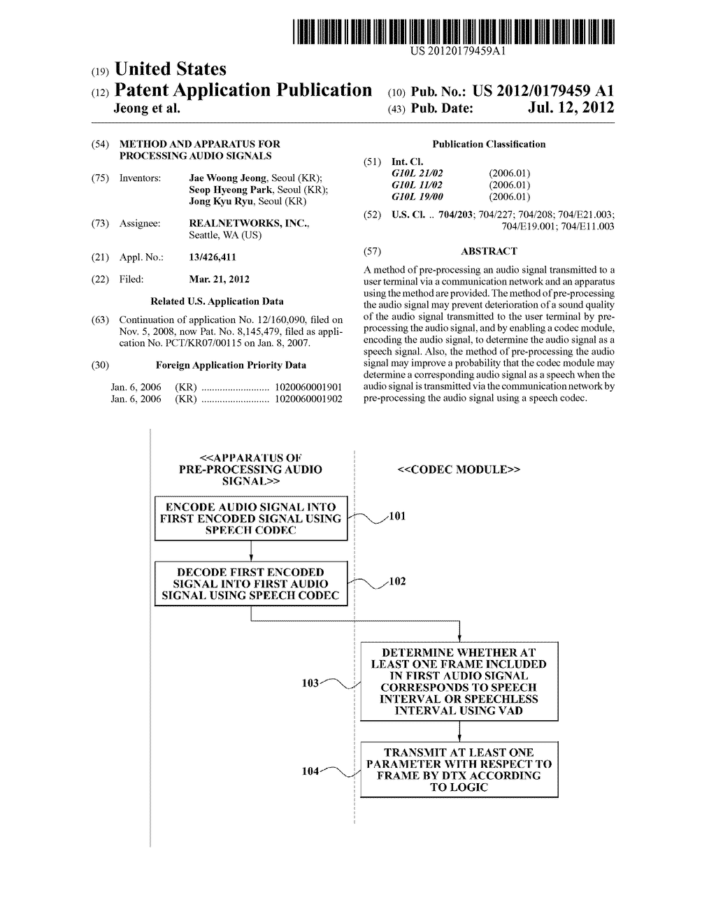 METHOD AND APPARATUS FOR PROCESSING AUDIO SIGNALS - diagram, schematic, and image 01