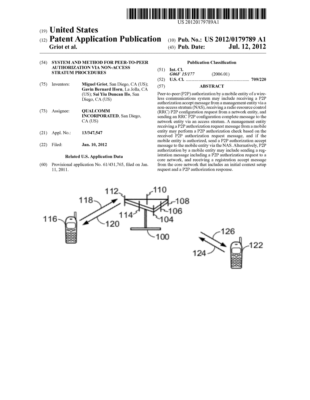 SYSTEM AND METHOD FOR PEER-TO-PEER AUTHORIZATION VIA NON-ACCESS STRATUM     PROCEDURES - diagram, schematic, and image 01