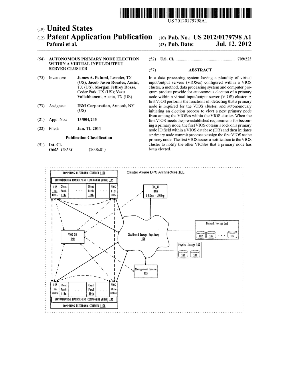 AUTONOMOUS PRIMARY NODE ELECTION WITHIN A VIRTUAL INPUT/OUTPUT SERVER     CLUSTER - diagram, schematic, and image 01