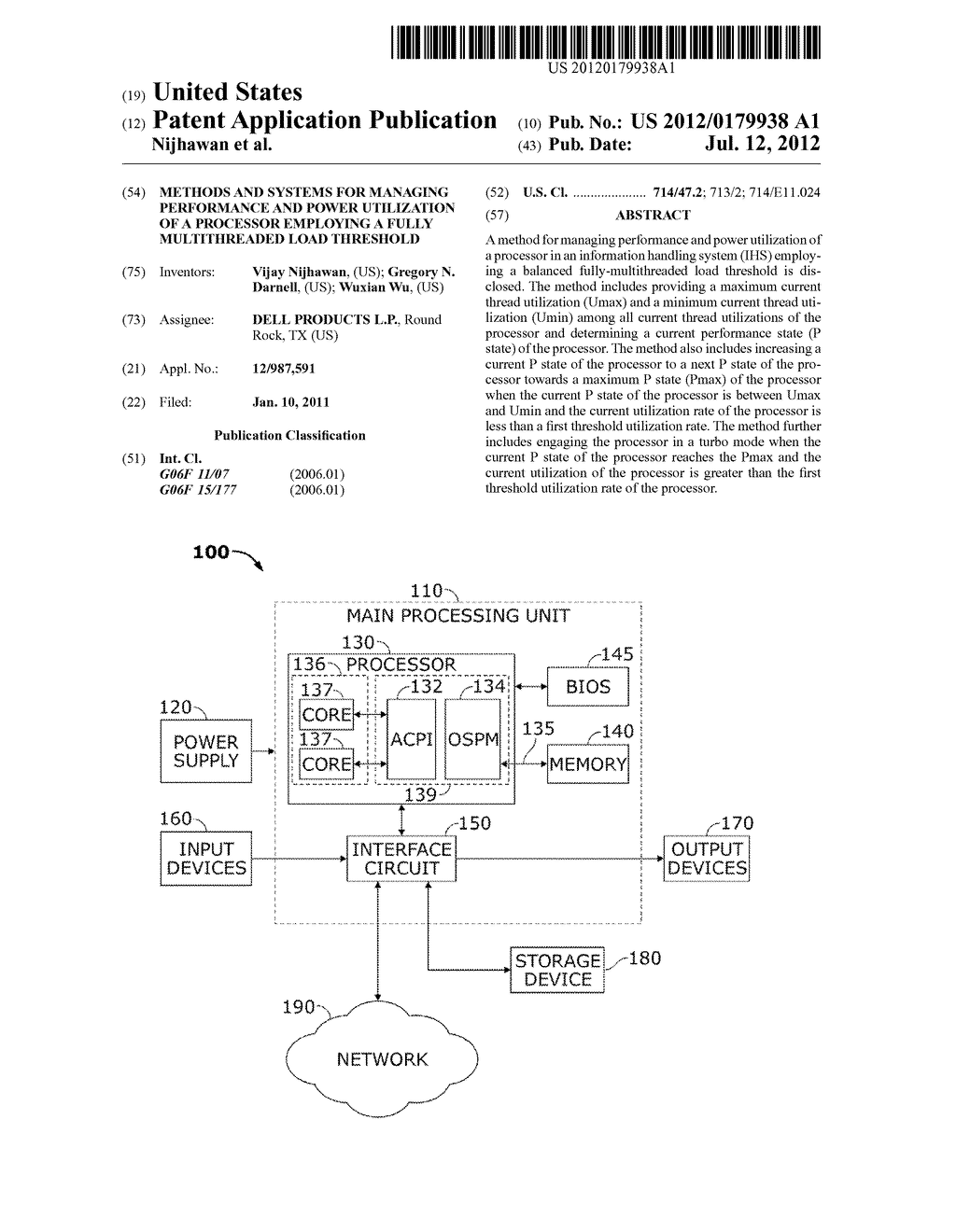 Methods and Systems for Managing Performance and Power Utilization of a     Processor Employing a Fully Multithreaded Load Threshold - diagram, schematic, and image 01