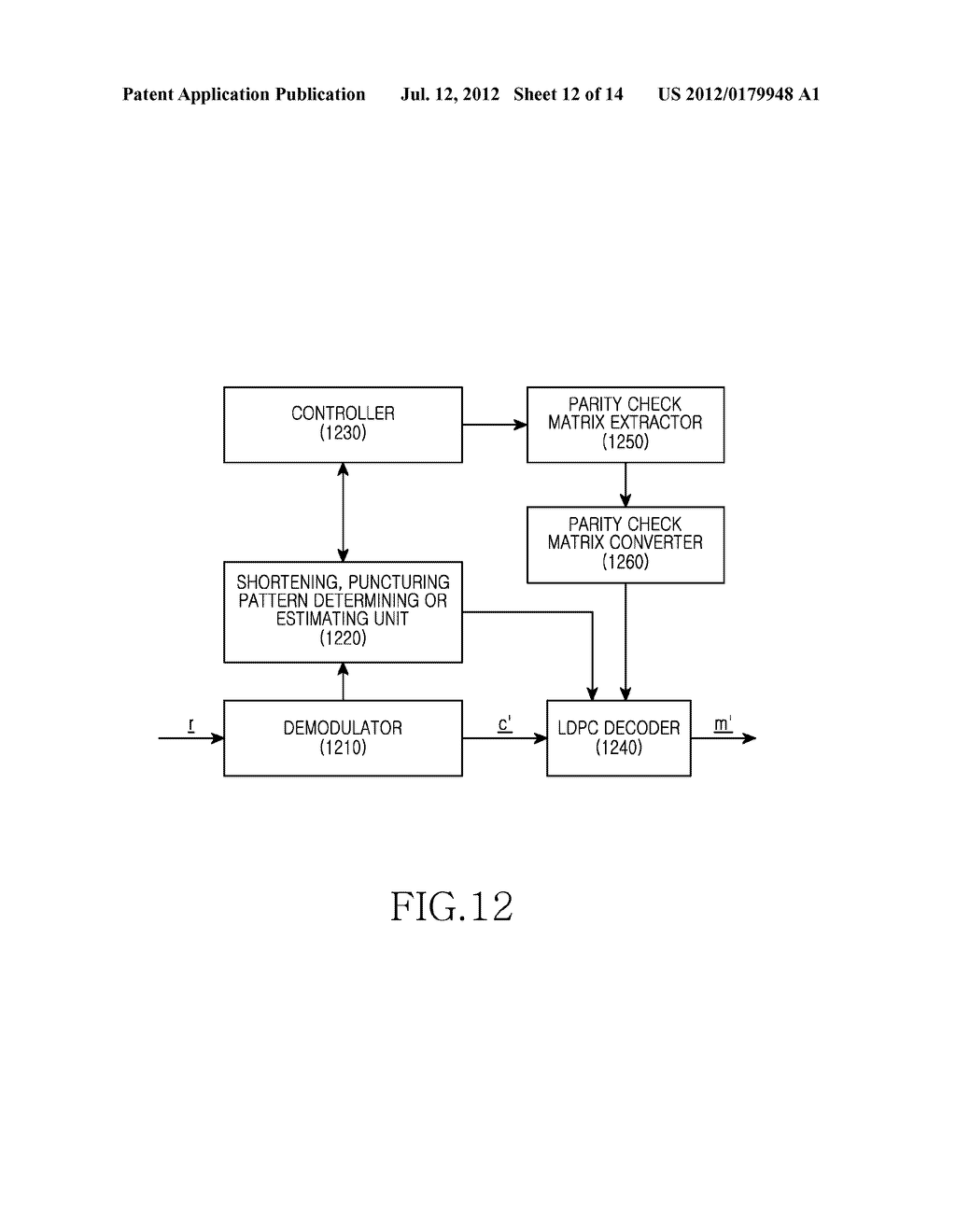 METHOD AND APPARATUS FOR CHANNEL ENCODING AND DECODING IN A     BROADCASTING/COMMUNICATION SYSTEM USING LOW DENSITY PARITY-CHECK CODES - diagram, schematic, and image 13