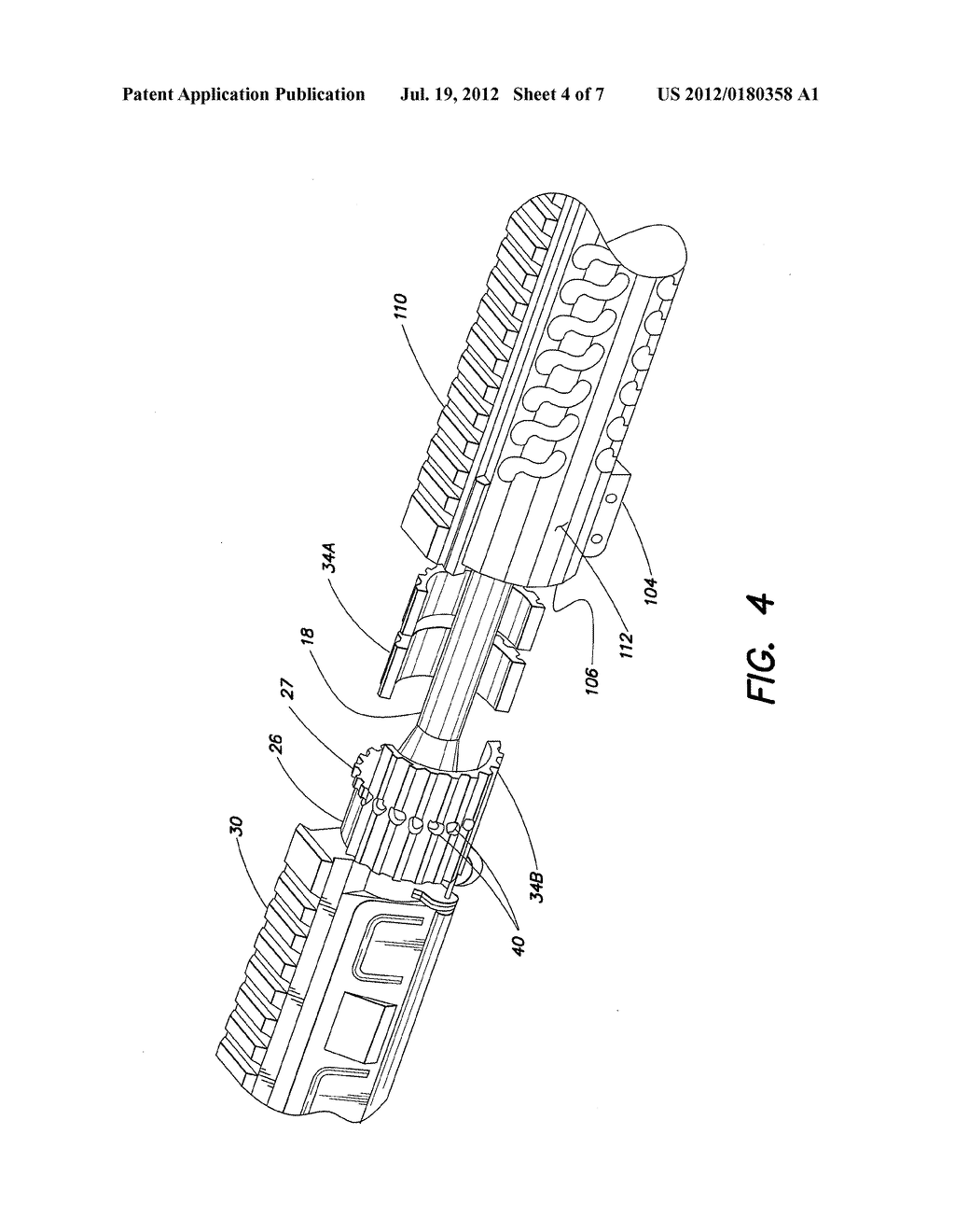 MODULAR FORE-END RAIL/HAND GUARD ASSEMBLY SYSTEM FOR FIREARMS WITH     SELECTABLE HEAT DISSIPATION CHARACTERISTICS - diagram, schematic, and image 05