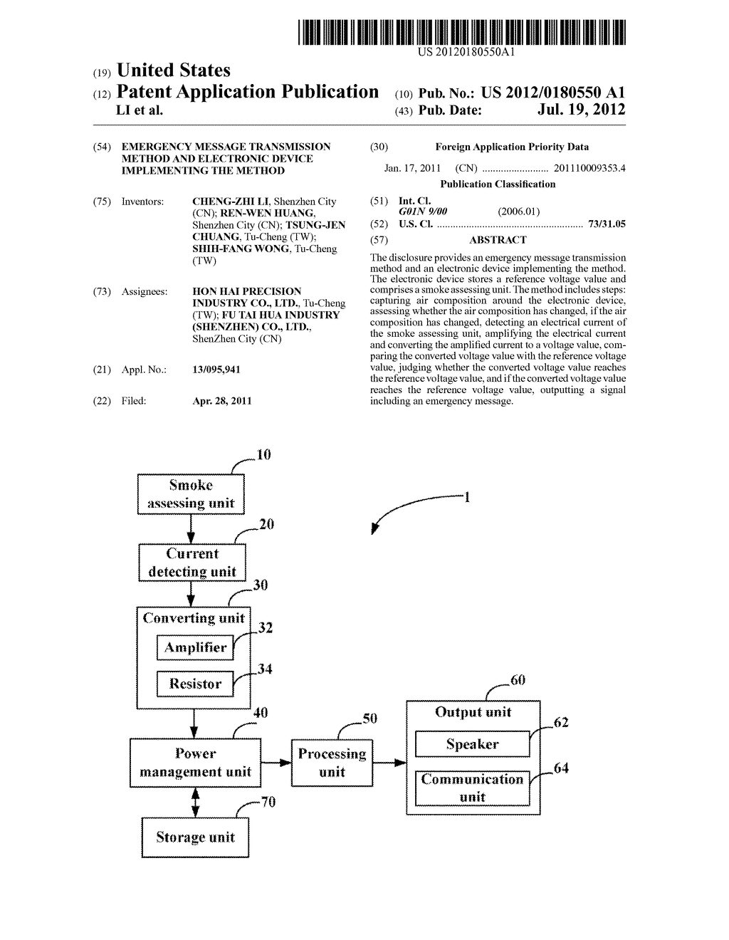 EMERGENCY MESSAGE TRANSMISSION METHOD AND ELECTRONIC DEVICE IMPLEMENTING     THE METHOD - diagram, schematic, and image 01