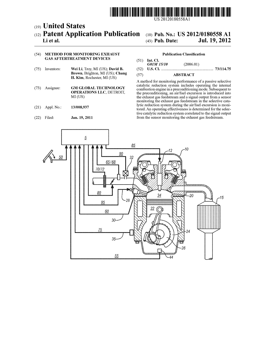 METHOD FOR MONITORING EXHAUST GAS AFTERTREATMENT DEVICES - diagram, schematic, and image 01