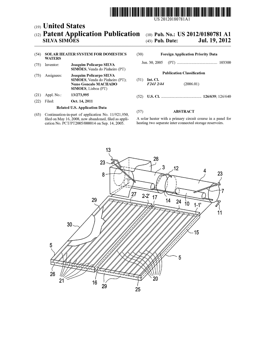 SOLAR HEATER SYSTEM FOR DOMESTICS WATERS - diagram, schematic, and image 01