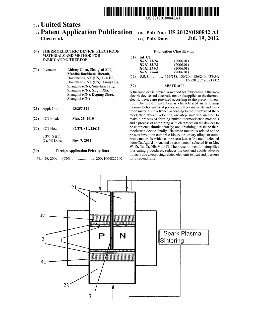 THERMOELECTRIC DEVICE, ELECTRODE MATERIALS AND  METHOD FOR FABRICATING     THEREOF - diagram, schematic, and image 01