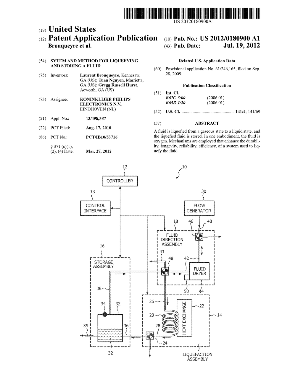SYTEM AND METHOD FOR LIQUEFYING AND STORING A FLUID - diagram, schematic, and image 01