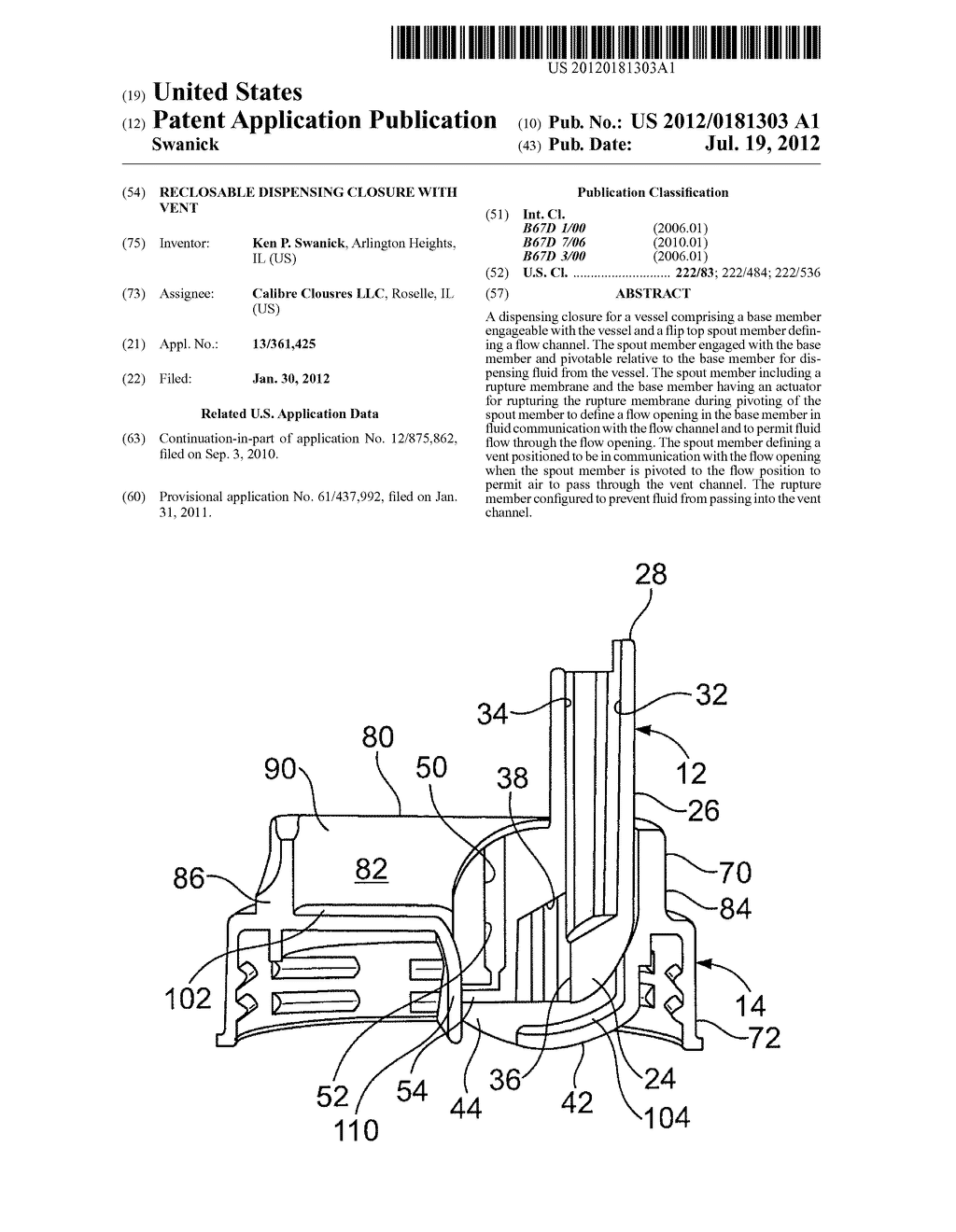 RECLOSABLE DISPENSING CLOSURE WITH VENT - diagram, schematic, and image 01