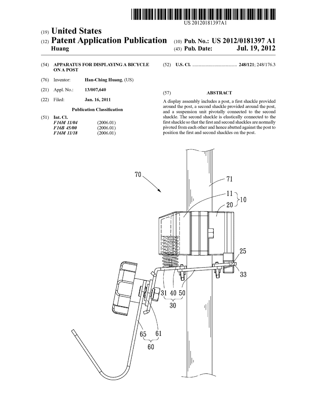 Apparatus for Displaying a Bicycle on a Post - diagram, schematic, and image 01