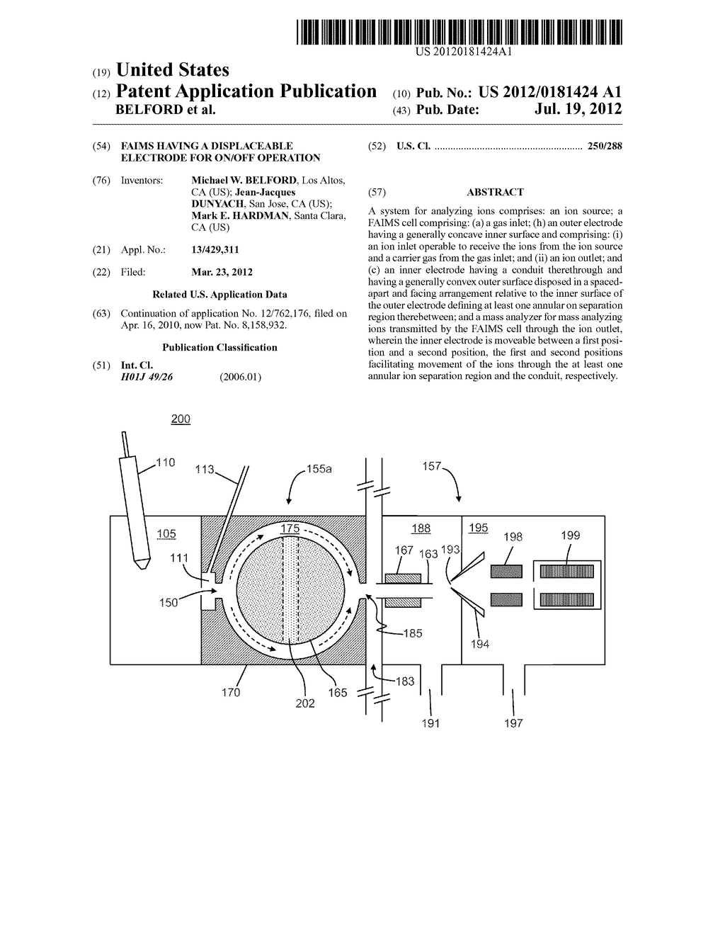 FAIMS Having a Displaceable Electrode for On/Off Operation - diagram, schematic, and image 01