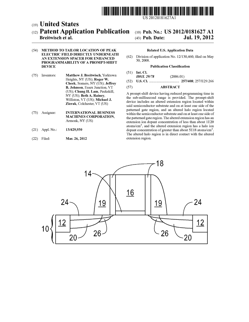 METHOD TO TAILOR LOCATION OF PEAK ELECTRIC FIELD DIRECTLY UNDERNEATH AN     EXTENSION SPACER FOR ENHANCED PROGRAMMABILITY OF A PROMPT-SHIFT DEVICE - diagram, schematic, and image 01