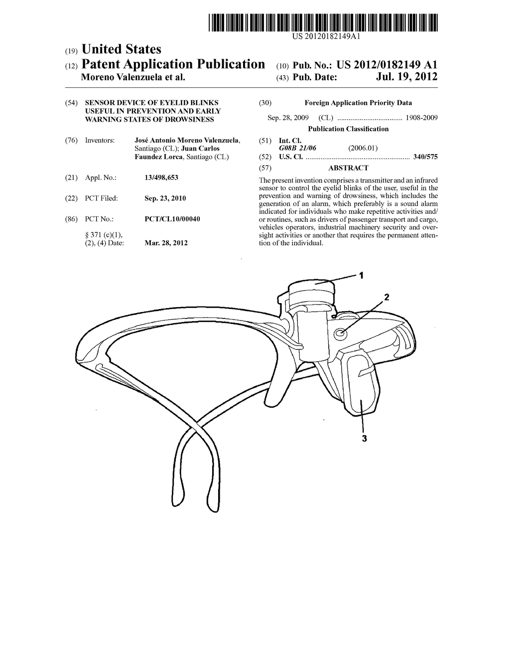 SENSOR DEVICE OF EYELID BLINKS USEFUL IN PREVENTION AND EARLY WARNING     STATES OF DROWSINESS - diagram, schematic, and image 01